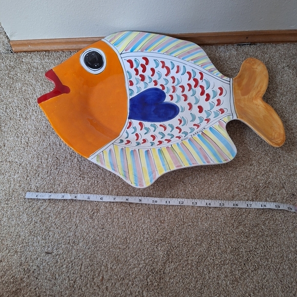 Nino Parrucca Large Hand Painted Fish Shaped Platter 19x14 - Picture 5 of 8